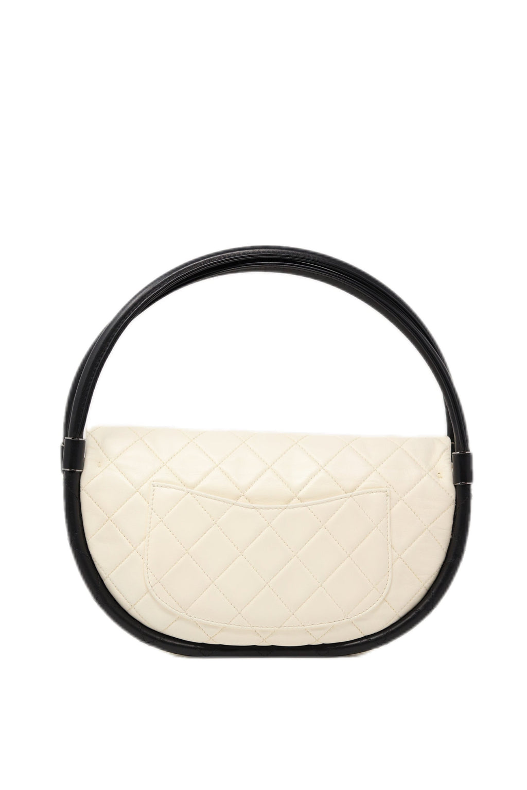 Pre-Owned CHANEL 2013-2014 White Lambskin/Calfskin Hula Hoop Bag