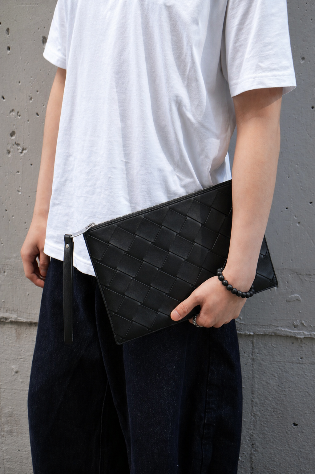 Bottega Veneta Nappa Intrecciato Wristlet Pouch Black