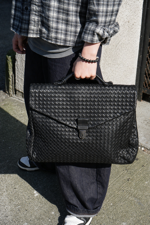 Bottega Veneta Black Intrecciato Briefcase